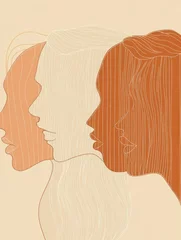 Line Art Faces Illustration Minimalist Design with Brown and Beige Tones