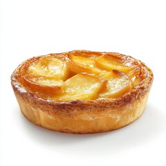 Golden Brown Apple Tart on White Background