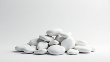 A mound of pristine white stones against a pure white backdrop , clean background, element, simple