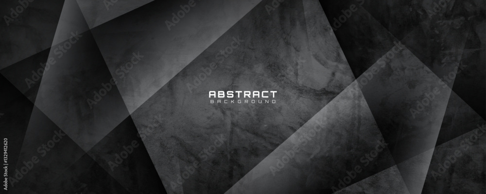 Poster 3d black rough grunge abstract background overlap layer on dark space with polygonal effect decorati