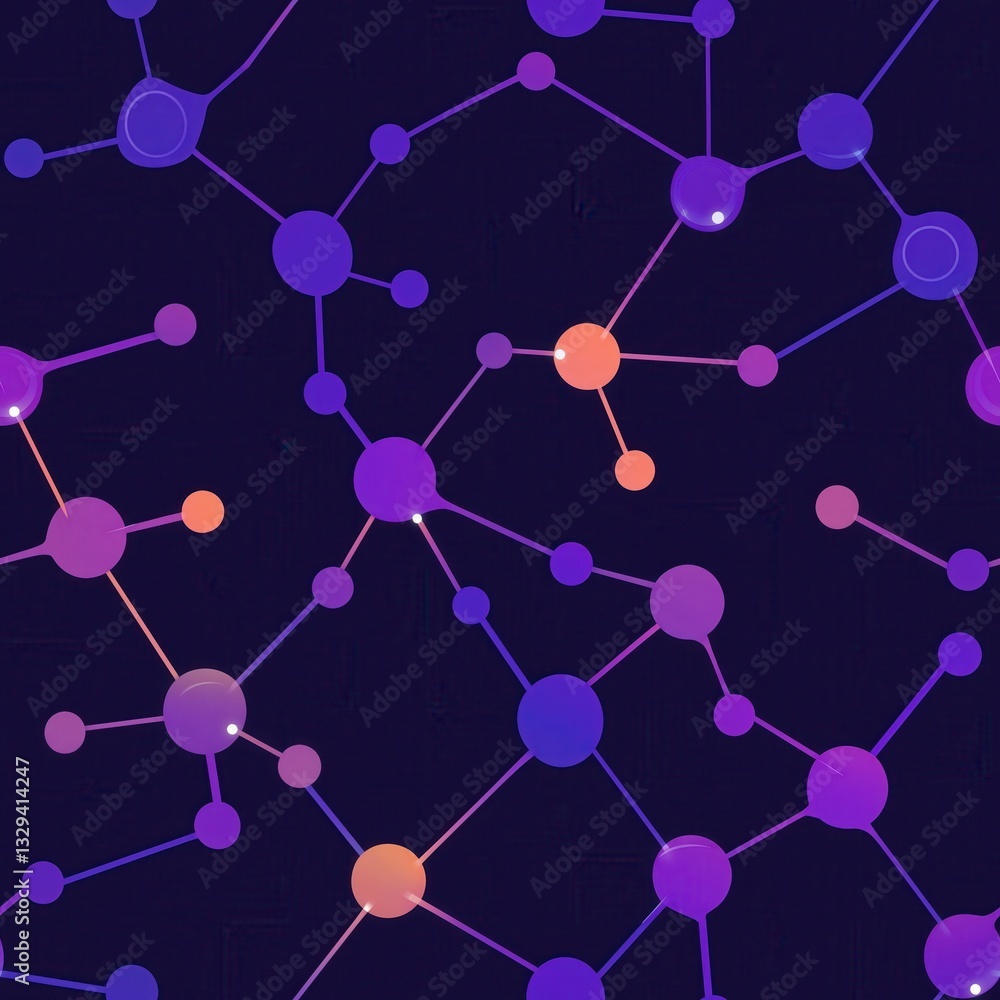 Aufkleber glowing molecular structures representing futuristic dna sequencing in a dark background