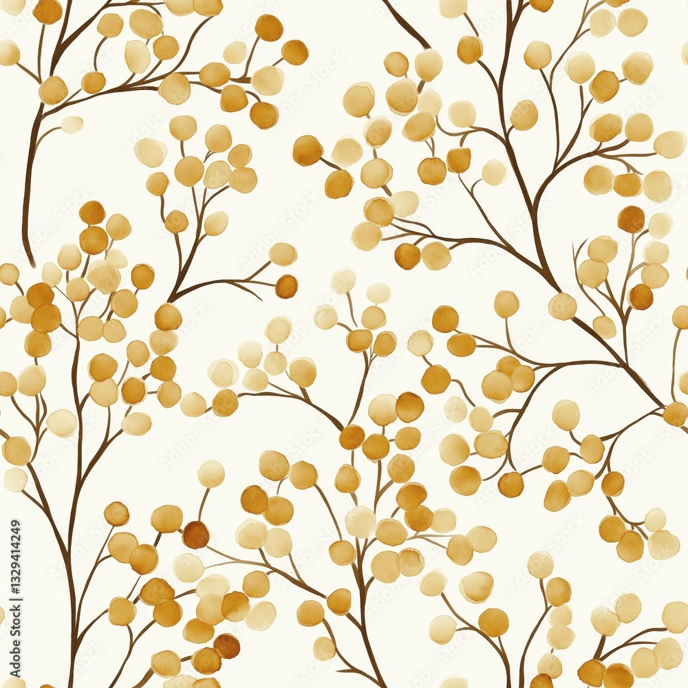 Poster delicate elderflower clusters on cream background with intricate design and soft color palette