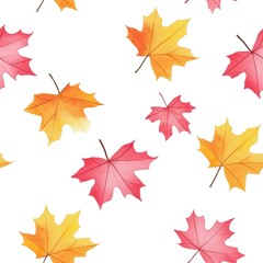 Obraz premium Beautiful Maple Leaves in Autumn Tones of Red and Orange on a White Background for Seasonal Decor