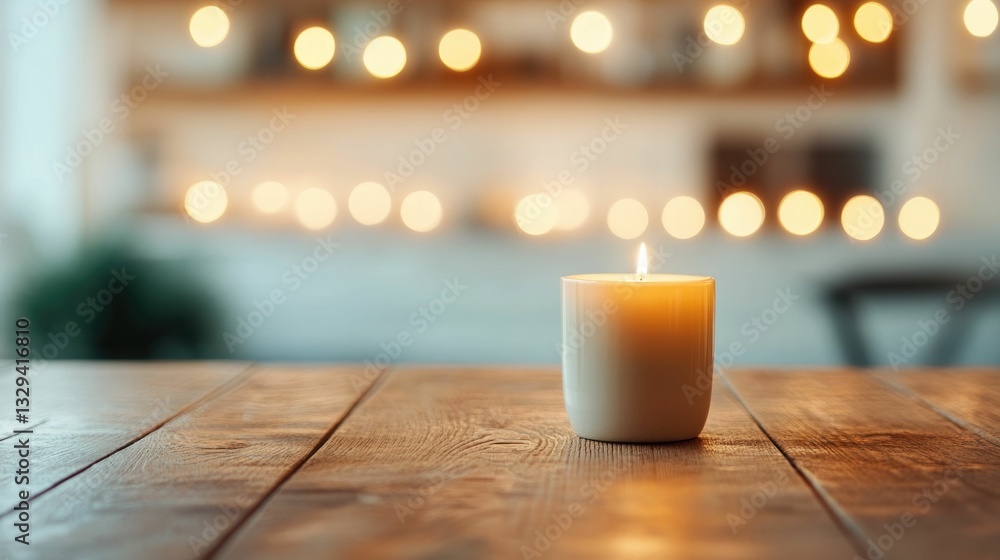 Aufkleber a cozy and inviting wooden table illuminated by a array of vintage lights creating a warm and atmosp