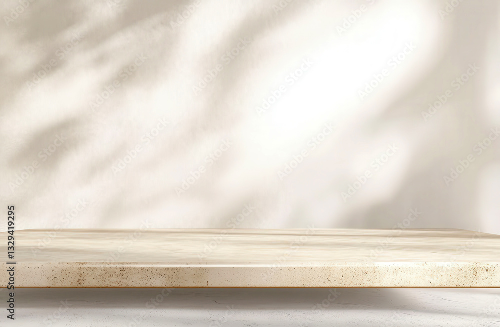Wall mural minimal beige background with light shadows for product display or design