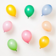 Pastel Balloons on White Background