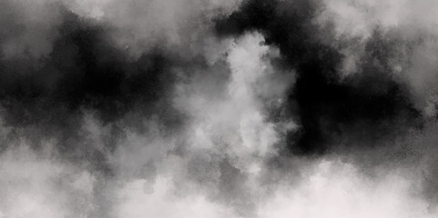 Abstract black and gray isolated cloud cumulus clouds. Gray aquarelle painted realistic fog or mist smoky textured canvas design. White and ash messy wall stucco texture background.	
