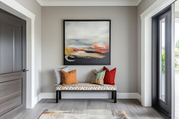 Modern foyer with abstract art