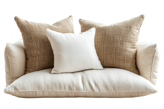 Decorative couch with neutral pillows for home decor