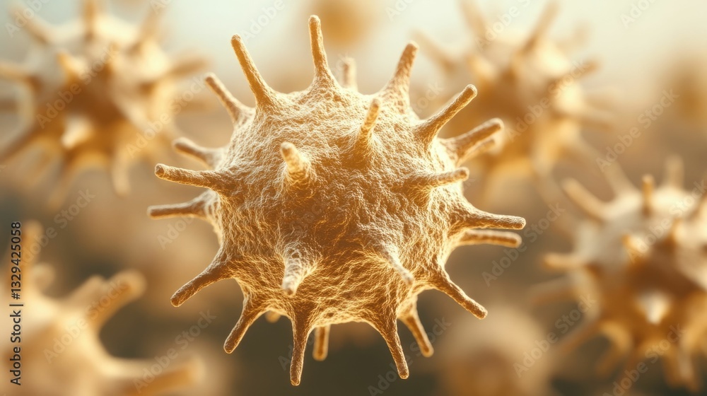 Poster microscopic view of viruses causing inflammation in lymph nodes a dangerous and threatening infectio