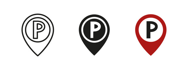 Parking icon. Location marker with 