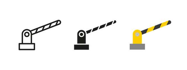 Barrier icon. Security gate vector illustration representing restricted access, parking control and checkpoint management. Safety symbol used for roadblocks, entrances and passage regulation.
