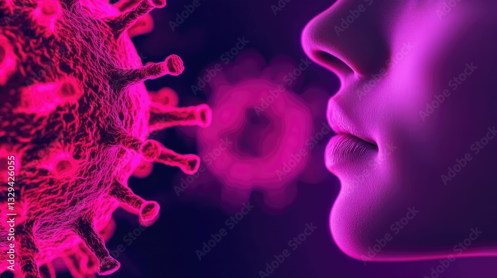 Poster visually captivating digital depicting the aggressive colonization and growth of bacteria within the