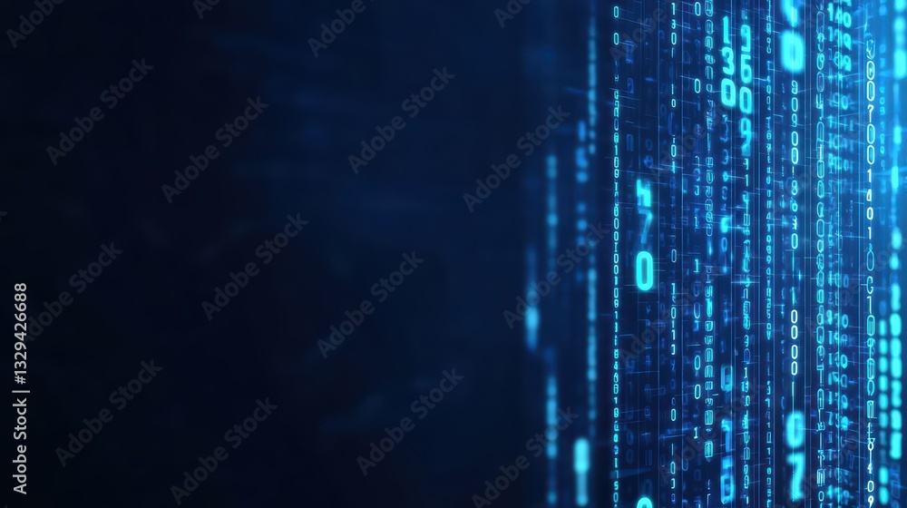Poster futuristic financial concept with digital matrix and stock market data visualization