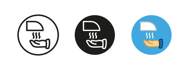 Hand dryer icon. Automatic air-blowing vector illustration for hygiene and sanitation in public restrooms. A touchless drying solution for clean and safe hand washing.