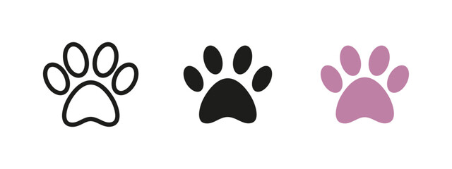 Paw icon. Animal footprint with rounded pads vector illustration. Pet track symbol. Simple and cute representation of dog or cat presence. Wildlife and domestic animal concept.