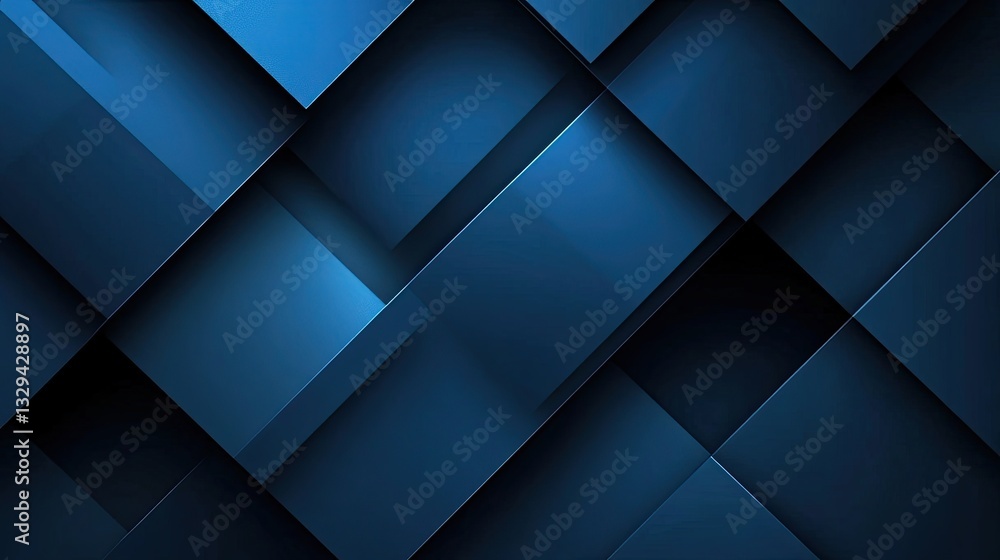 Poster abstract blue geometric background with overlapping squares and rectangles