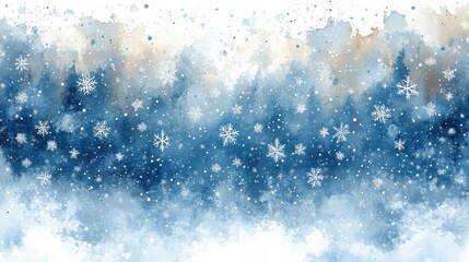 Obraz premium Watercolor winter snowfall background