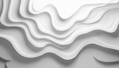 Obraz premium Subtle soft gray shadow creating a 3D paper-cut effect on a clean white background, offering a modern and minimalist look. 