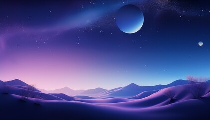 Subtle gradient transition from dark navy blue to soft lavender, creating a cosmic feel with a smooth, serene design.
