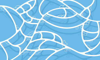 Turquoise rippled water texture background. Sea waves abstract background. Modern flat cartoon background design with tranquil turquoise ripples. Summer vacation backdrop