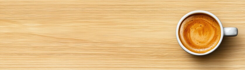 Freshly Brewed Espresso Shot to Energize Your Day with Rich Flavor on Wooden Surface