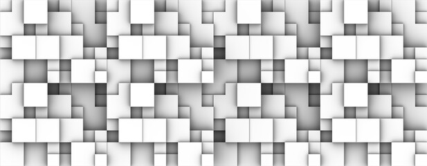 Fondo abstracto de composición cubista de cuadrados blancos en volumen