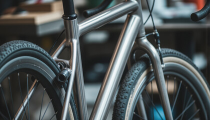 Obraz premium Close-up of a shiny, clean bicycle with polished frame and parts