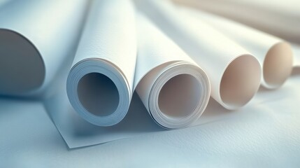 Fototapeta premium Rolled-up architecture papers for urban building designs