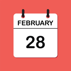 February 28. Daily Calendar icon for design. Simple design for business brochure, flyer, print media, advertisement. Easily editable.