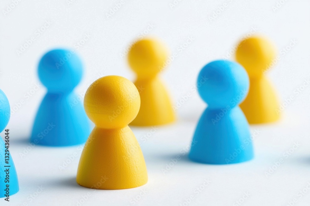 Poster colorful figures representing teamwork and communication in groups.
