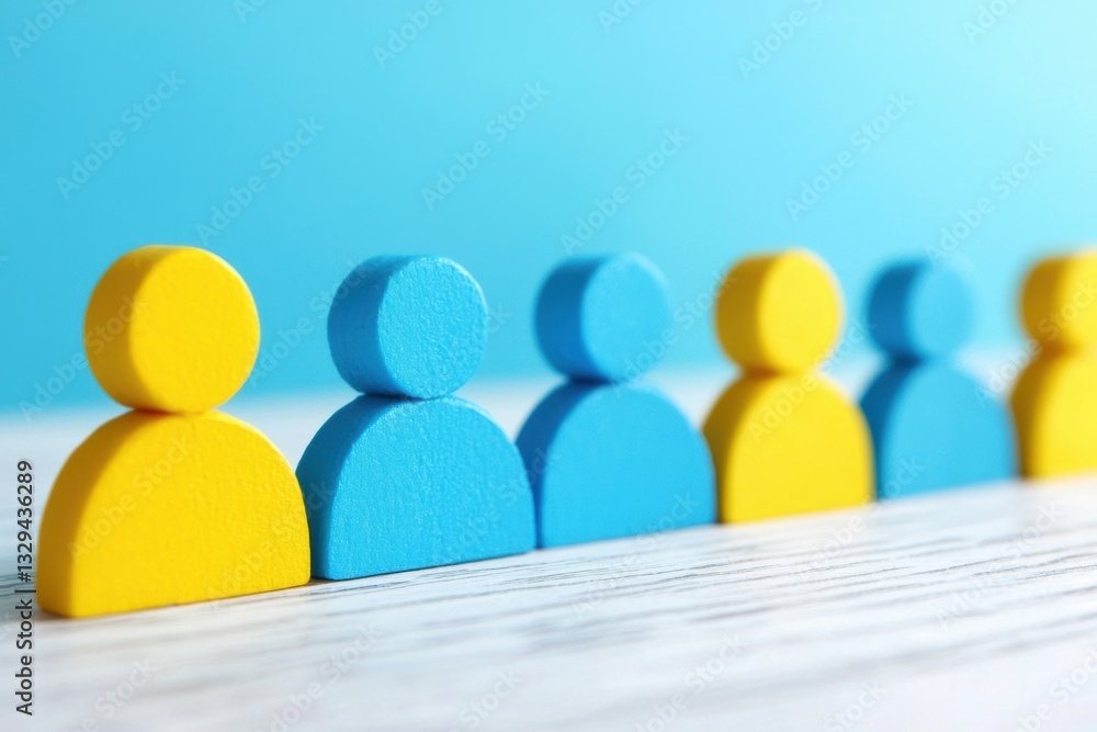 Poster colorful figures representing teamwork and communication concepts.