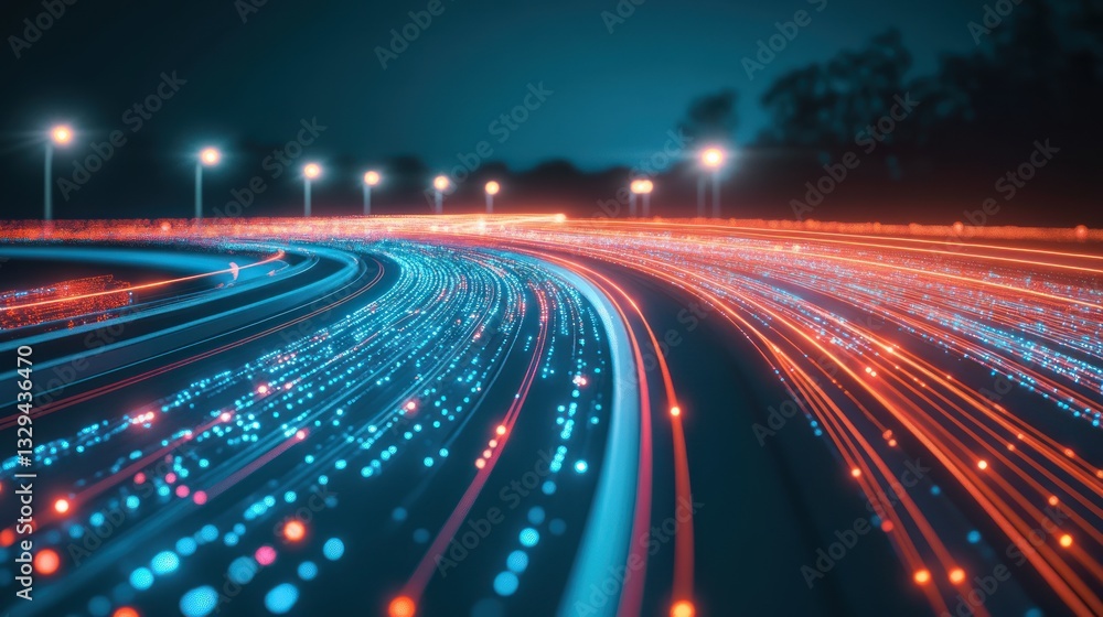 Aufkleber abstract digital highway at night. possible use in technology or future-oriented designs