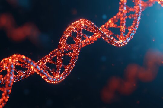 Vibrant Abstract DNA Helix Structure Rendered with Glowing Particles