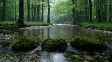 Obraz premium forest stream wallpaper,