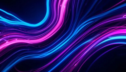 Vibrant Neon Light Waves in Blue and Pink Abstract Background