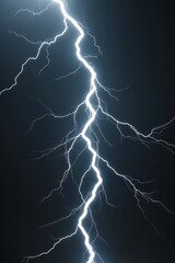Intense and Bright Lightning Bolt Splits the Dark Background, Showcasing the Raw Power of Nature&rsquo;s Fury
