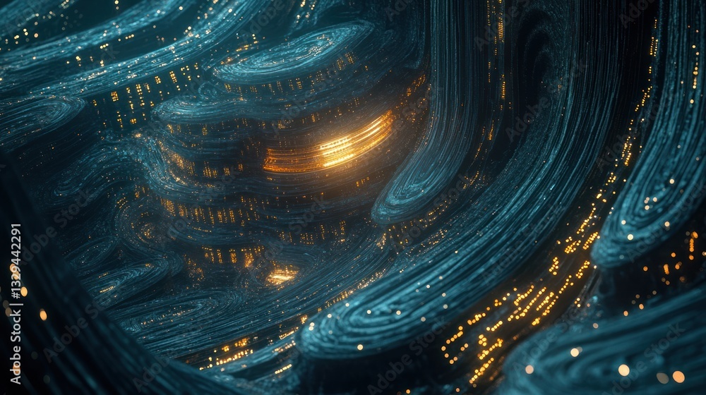 Aufkleber abstract fractal city, futuristic architecture in space, possible use in science fiction