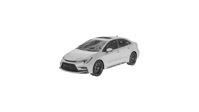 front view of white car isolated on white, Toyota Corolla Sedan png transparent background 3d illustration