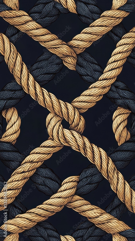 Poster intricate rope weave pattern featuring different colors and textures throughout