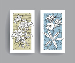 Set of floral design cards. Design for tiles, Catalogs, Covers, Posters, Flyers, and Banner Designs.

