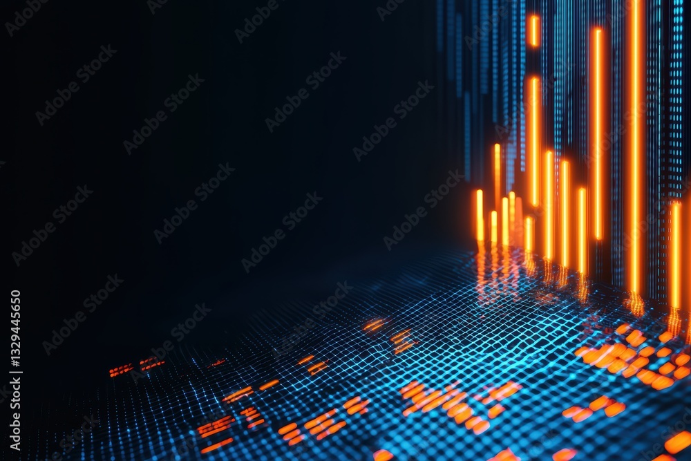 Aufkleber abstract visualization of technology and stock market trends with colorful data elements