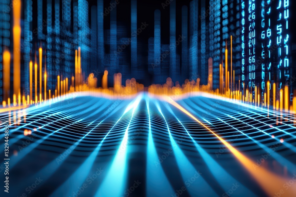 Poster high-tech data visualization for stock market analysis and financial technology concepts