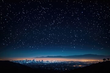 Stunning Nighttime Cityscape of Los Angeles: A Bright and Starry View Over the California Skyline
