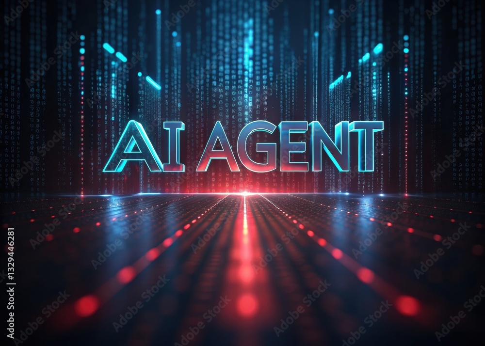 Poster ai agentic. futuristic digital concept featuring 