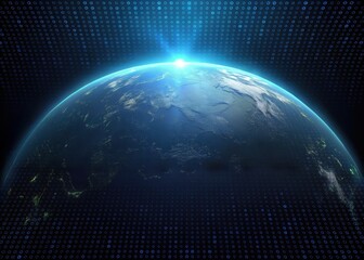 Obraz premium AI Agentic. Glowing Earth with digital elements against a cosmic background.