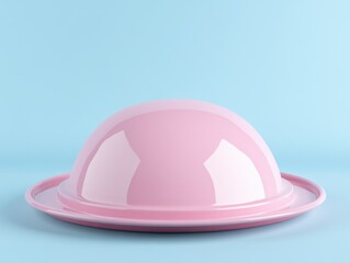 Fototapeta premium Whimsical Serving Tray. Playful Cartoon Cloche on Soft Blue with Minimalist Design for Dining Experiences