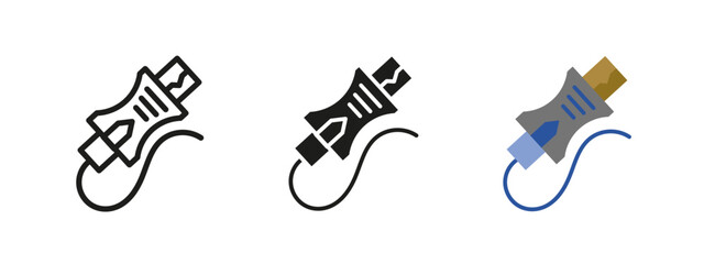 USB Type C connector icon. Modern charging and data transfer cable illustration. Reversible port plug symbol. Universal connection pictogram. Electronic device accessory for power transfer.