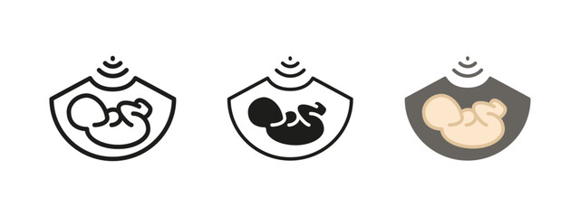 Ultrasound baby icon. Pregnancy scan vector illustration. Symbol of fetal monitoring, prenatal care or maternity health. Medical ultrasound examination, fetal development or pregnancy diagnostics sign