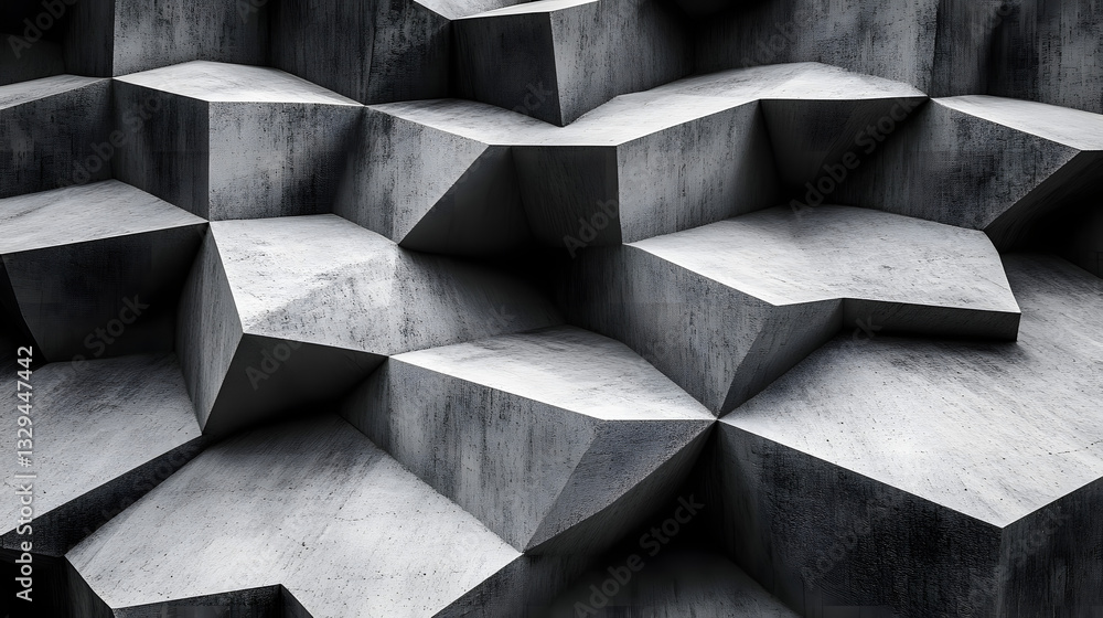 Aufkleber stacked bunch of concrete blocks displaying raw industrial texture and unique geometric shapes in a 